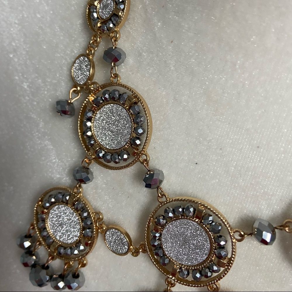 Dramatic Silver Glitter Disc Beaded Chandelier Bi… - image 4